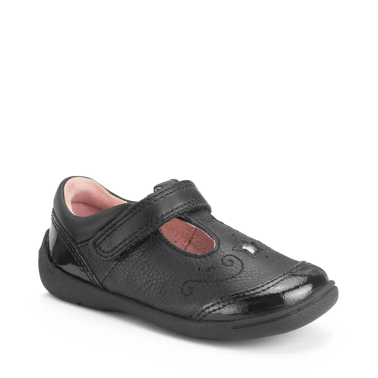 Start-Rite: Strahlende T-Bar-Schulschuhe - Schwarzes Leder / Lack