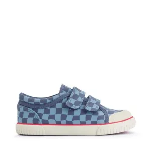 Start-Rite: Klettverschluss-Sneaker aus Canvas - Denim Blau Check