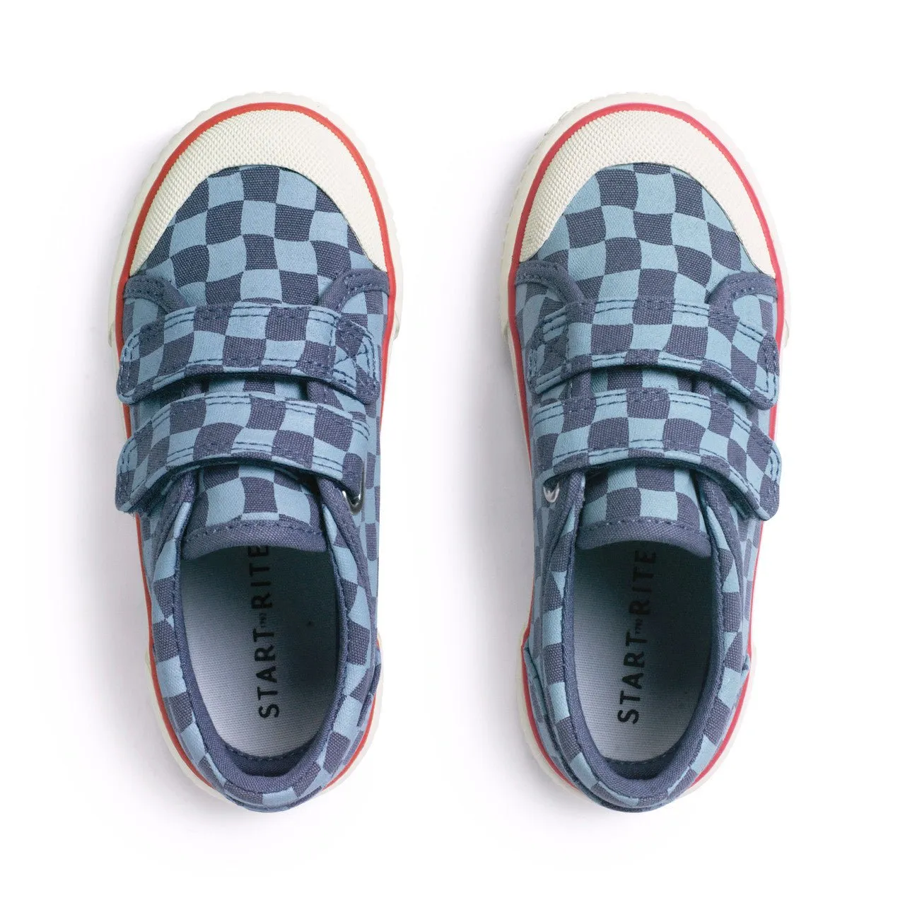 Start-Rite: Klettverschluss-Sneaker aus Canvas - Denim Blau Check