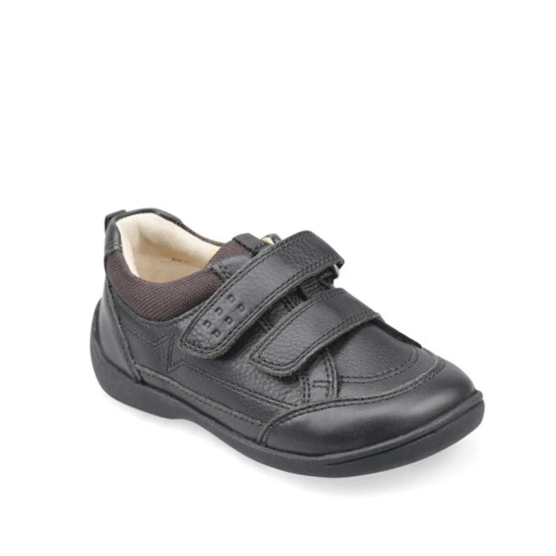 Start-Rite: Zickzack-Klettverschluss-Schulschuhe - Schwarzes Leder