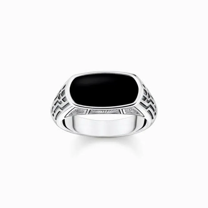 Sterling Silber Schwarzer Onyx Siegelring TR2429-507-11 Thomas Sabo Ringe