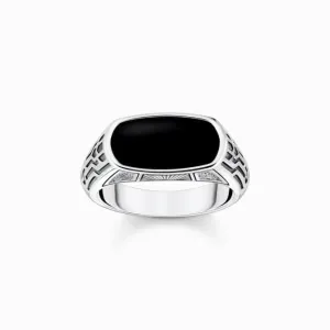 Sterling Silber Schwarzer Onyx Siegelring TR2429-507-11 Thomas Sabo Ringe