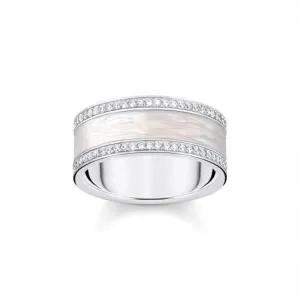 Sterling Silber Emaille Ring mit Zirkonia Weißes Band TR2446-041-14 Thomas Sabo Ringe