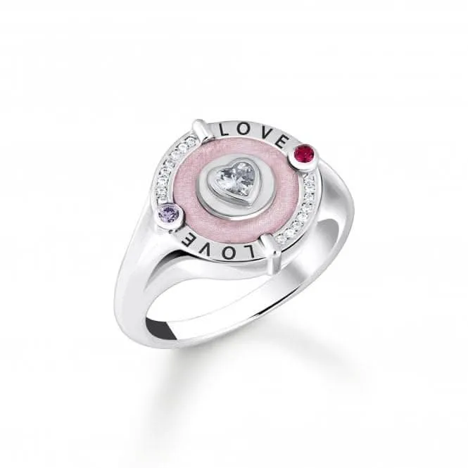 Sterling Silber Emaille Zirkonia Roséfarbener Siegelring TR2447-390-9 Thomas Sabo Ringe
