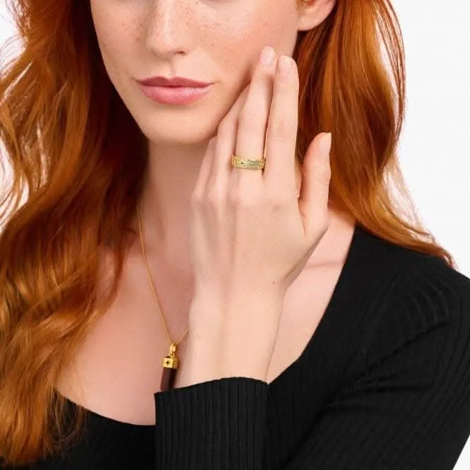 Sterling Silber vergoldet schwarzer Zirkonia gemusterter Ring TR2455-414-39 Thomas Sabo Ringe
