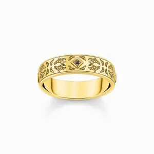 Sterling Silber vergoldet schwarzer Zirkonia gemusterter Ring TR2455-414-39 Thomas Sabo Ringe
