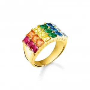 Sterling Silber vergoldeter farbenfroher Pavé-Steine Ring TR2359-996-7 Thomas Sabo Ringe