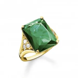 Sterling Silber vergoldeter Ring mit grünem Stein TR2339-971-6 Thomas Sabo Ringe