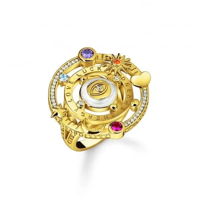 Sterling Silber vergoldetes Halbkugel- und Steinchen Cocktailring TR2445-565-7 Thomas Sabo Ringe