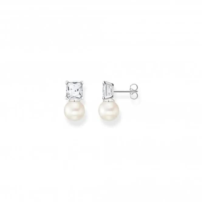 Sterling Silber Perle Zirkonia Weiß Ohrringe H2248-167-14 Thomas Sabo Ohrringe
