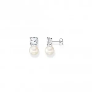 Sterling Silber Perle Zirkonia Weiß Ohrringe H2248-167-14 Thomas Sabo Ohrringe