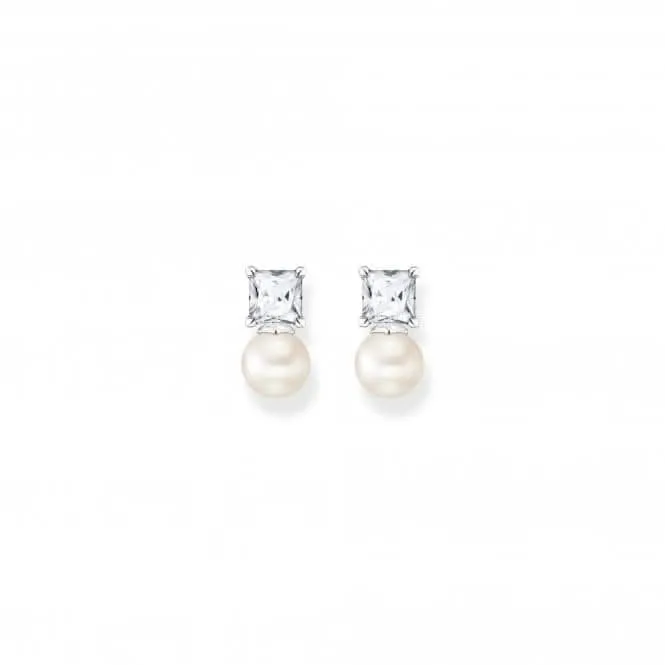 Sterling Silber Perle Zirkonia Weiß Ohrringe H2248-167-14 Thomas Sabo Ohrringe