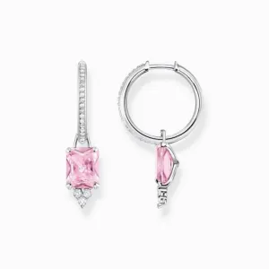 Sterling Silber Rosa Stein Creolen CR672-051-9 Thomas Sabo Ohrringe