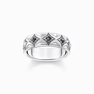 Sterling Silber Rhombus Muster Zirkonia Geschwärztes Band Ring TR2453-643-11 Thomas Sabo Ringe