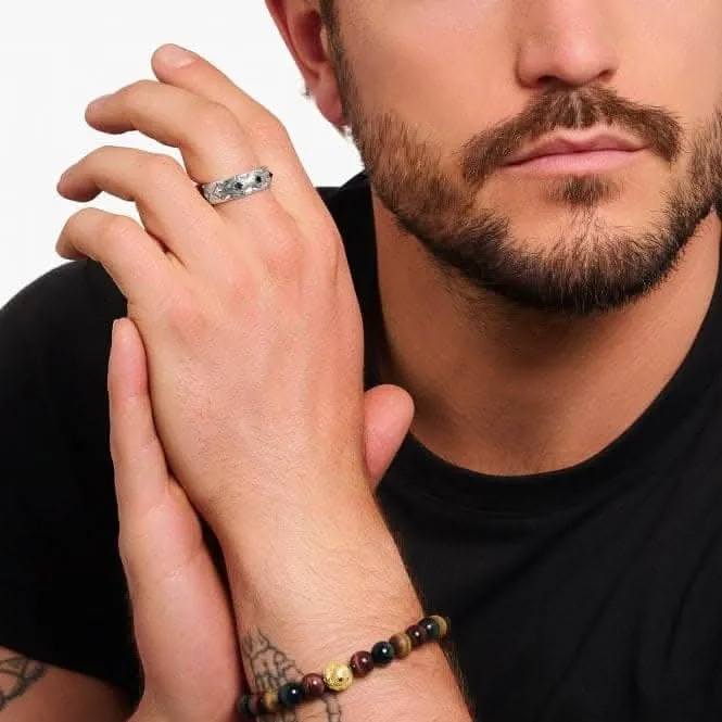 Sterling Silber Rhombus Muster Zirkonia Geschwärztes Band Ring TR2453-643-11 Thomas Sabo Ringe