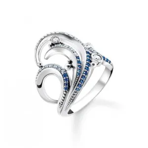 Sterling Silber Welle Blaue Steine Ring TR2378-644-1 Thomas Sabo Ringe
