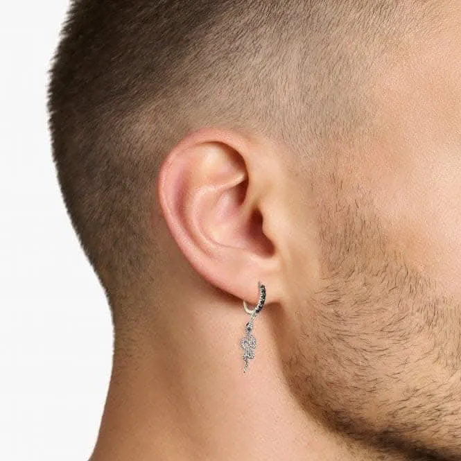 Sterling Silber Zirkonia geschwärzte Schlange & Schwert Creolen Ohrringe CR713-643-11 Thomas Sabo Ohrringe