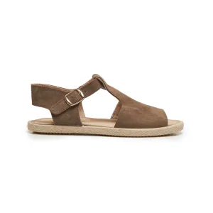 Suede T-Bar Espadrille Sandale in Taupe Babykids_Childrenchic