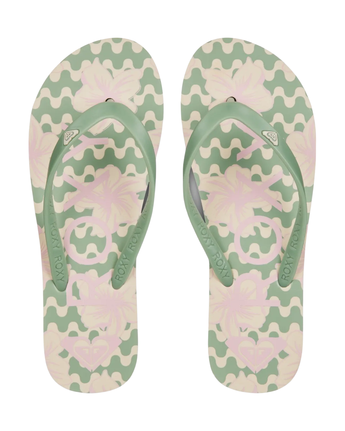 Tahiti VII Flip-Flops in Grün & Rosa