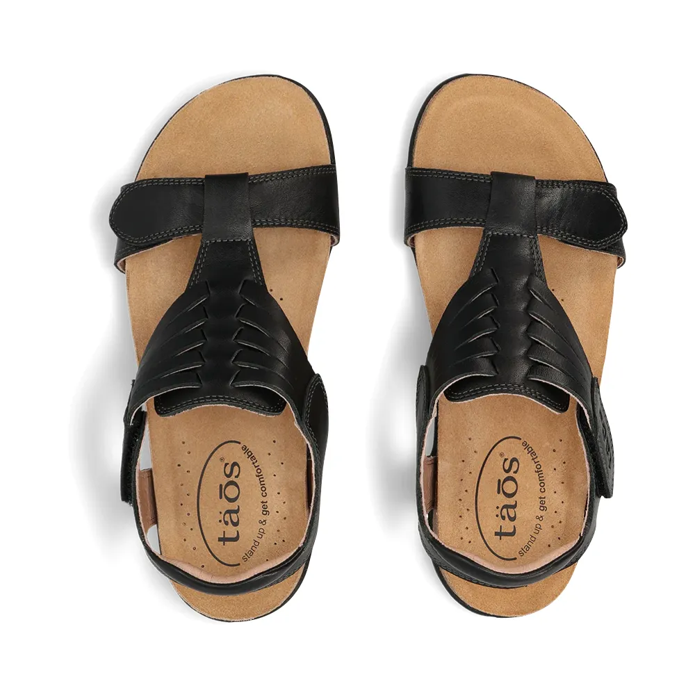 Taos Damen Wunderbar Geflochtener Ledersandalette in Schwarz