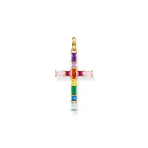 Thomas Sabo Schmuck Thomas Sabo Vergoldetes Sterlingsilber Farbiges Stein Kreuz Anhänger