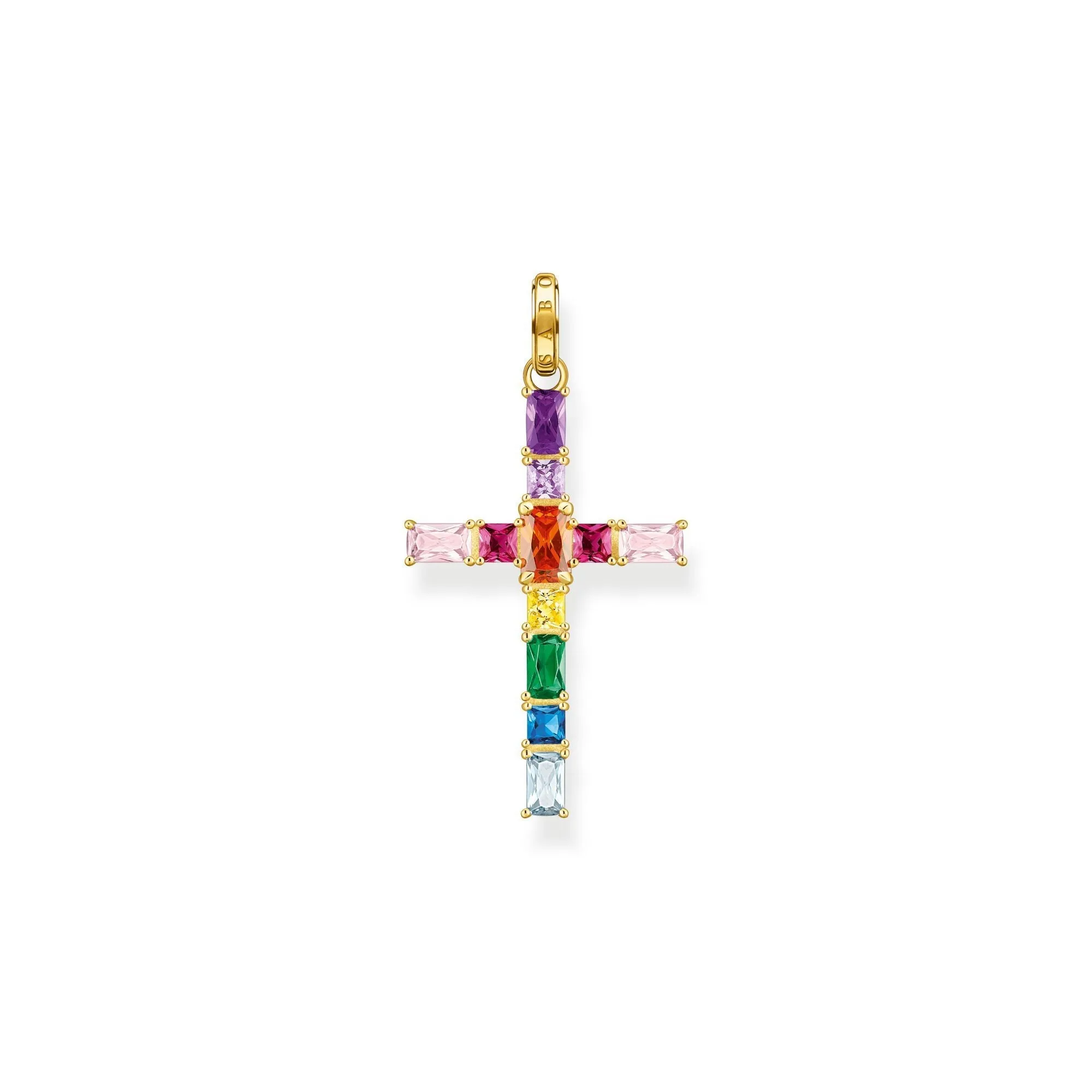 Thomas Sabo Schmuck Thomas Sabo Vergoldetes Sterlingsilber Farbiges Stein Kreuz Anhänger