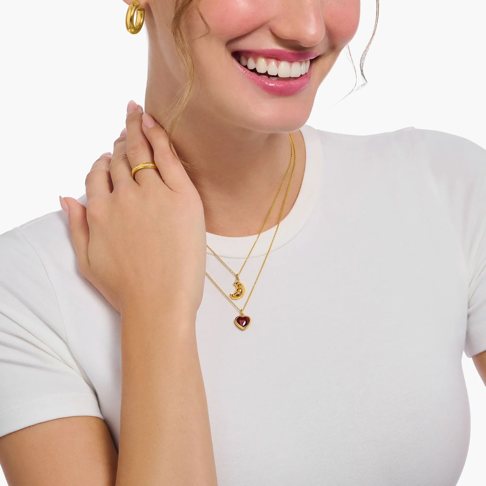Thomas Sabo Schmuck Thomas Sabo Halskette Croissant aus Sterling Silber vergoldet