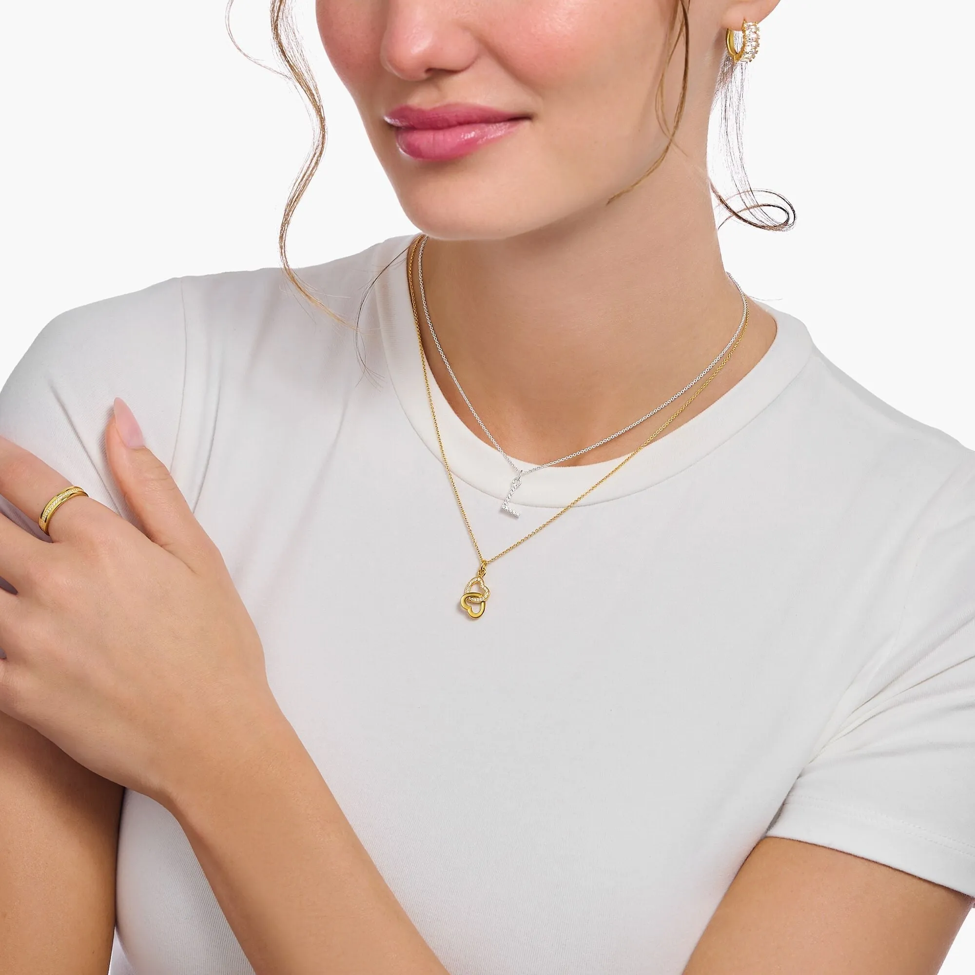 Thomas Sabo Schmuck Thomas Sabo Vergoldete Sterling Silber Verflochtene Herzen Halskette