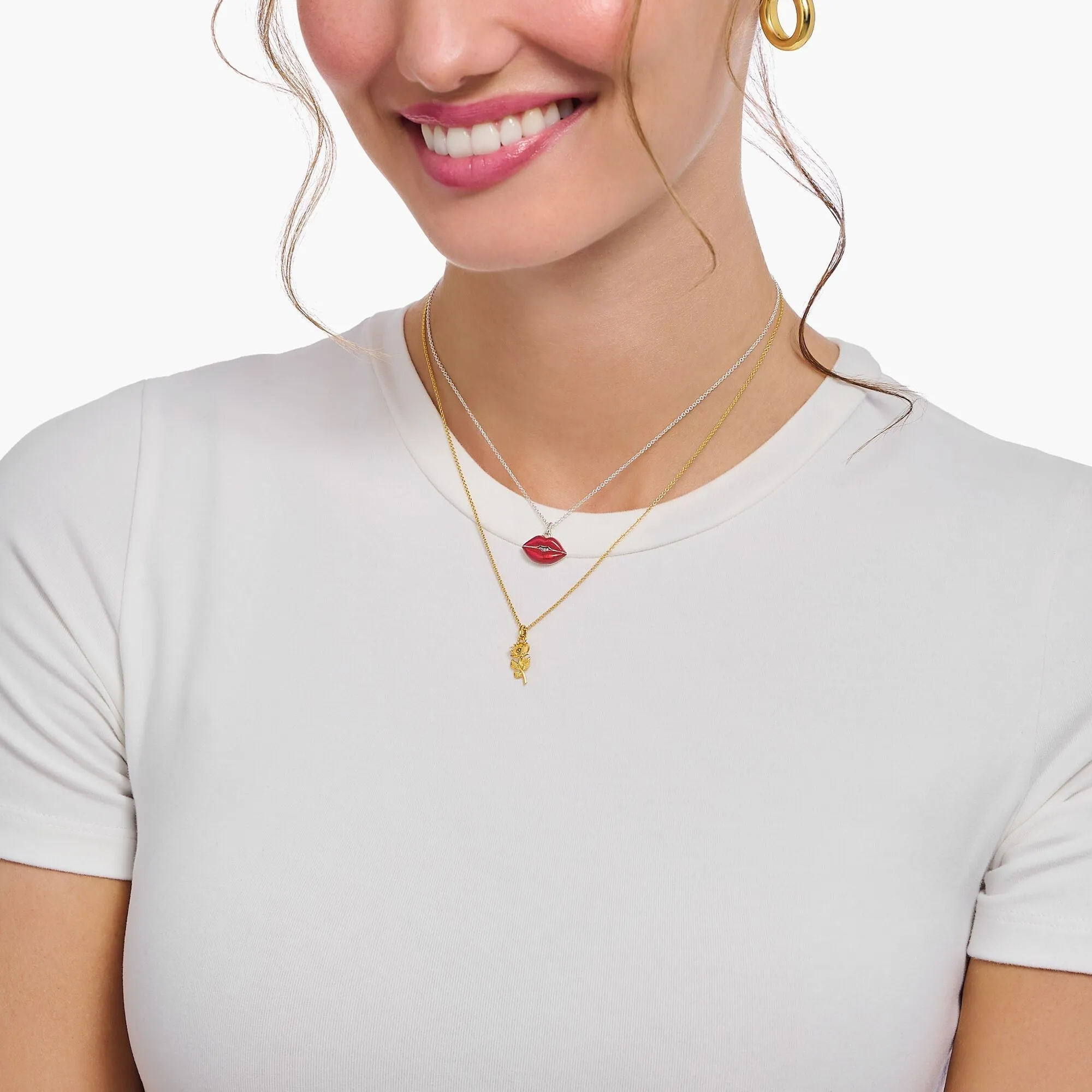 Thomas Sabo Schmuck Thomas Sabo Halskette mit vergoldeter Sterling-Silber-Rose
