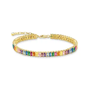 Thomas Sabo Schmuck Thomas Sabo Tennisarmband aus vergoldetem Sterlingsilber mit farbigen Steinen