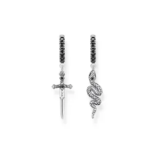 Thomas Sabo Schmuck Thomas Sabo Sterling Silber Geschwärzte Schwert und Schlange Creolen