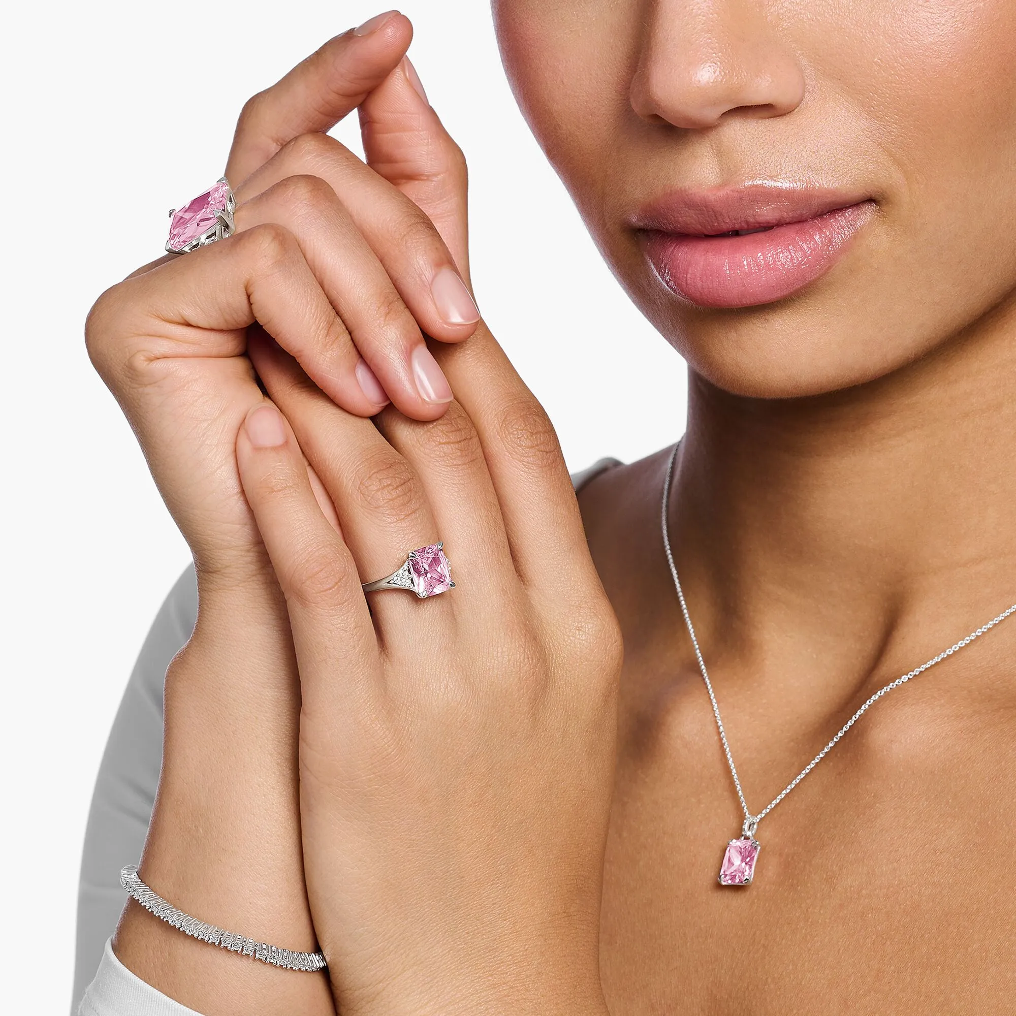Thomas Sabo Schmuck Thomas Sabo Sterling Silber Rosa Weiße Steine Ring