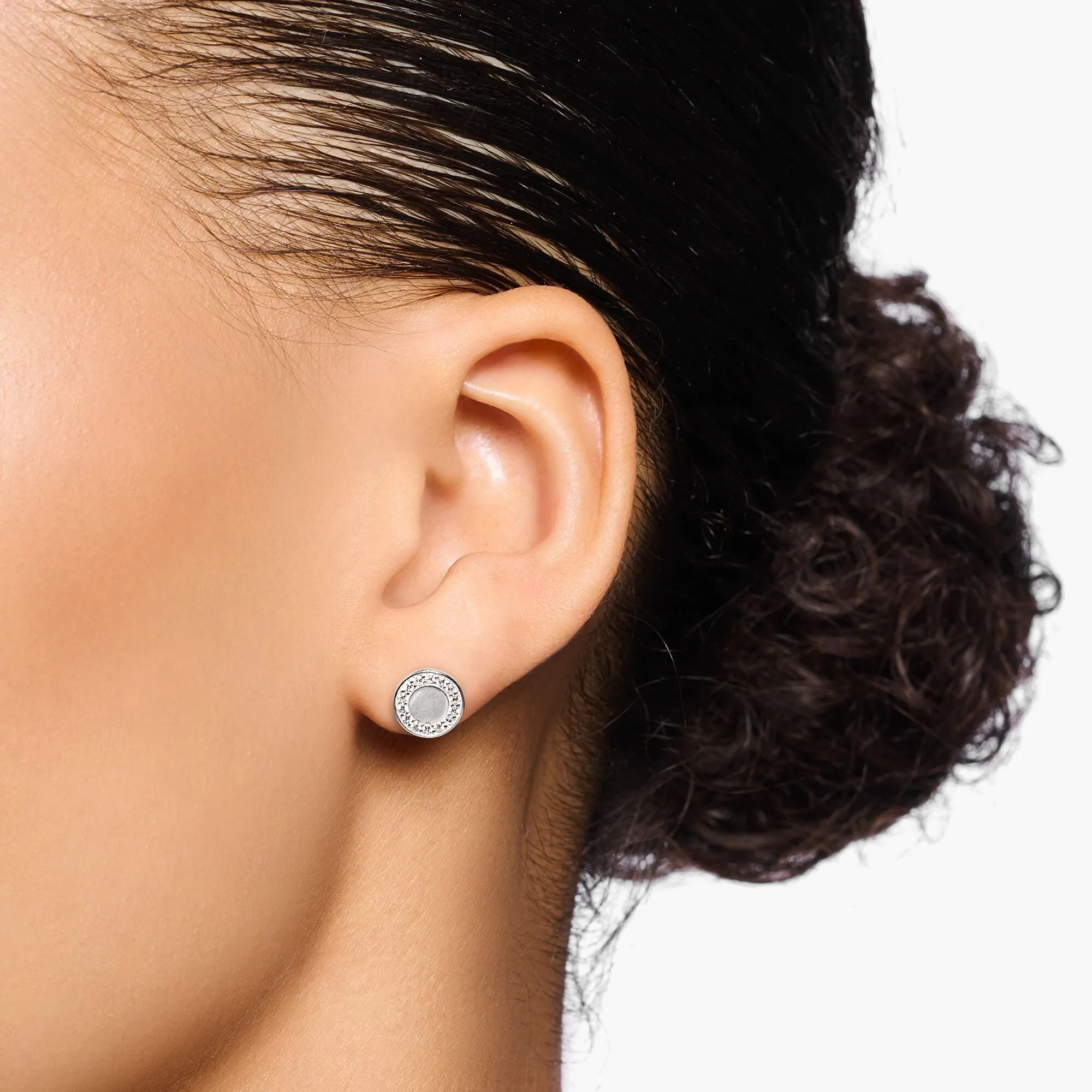 Thomas Sabo Schmuck Thomas Sabo Sterling Silber Weiße Steine Runde Stecker Ohrringe