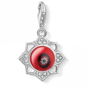 Thomas Sabo Roter Glas-Lotus-Blume Sterling Silber Zirkonia Glas Anhänger 1441-052-10 Thomas Sabo Sammelbare Charms