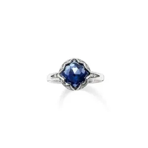 Thomas Sabo Sterling Silber Geschwärzter Synthetischer Korund Zirkonia Blauer Ring TR2028-640-1 Thomas Sabo Ringe