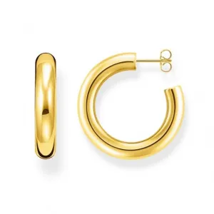 Thomas Sabo Ohrringe aus Sterling Silber, mittelgroße robuste Röhren-Ohrringe mit Goldbeschichtung CR636-413-39