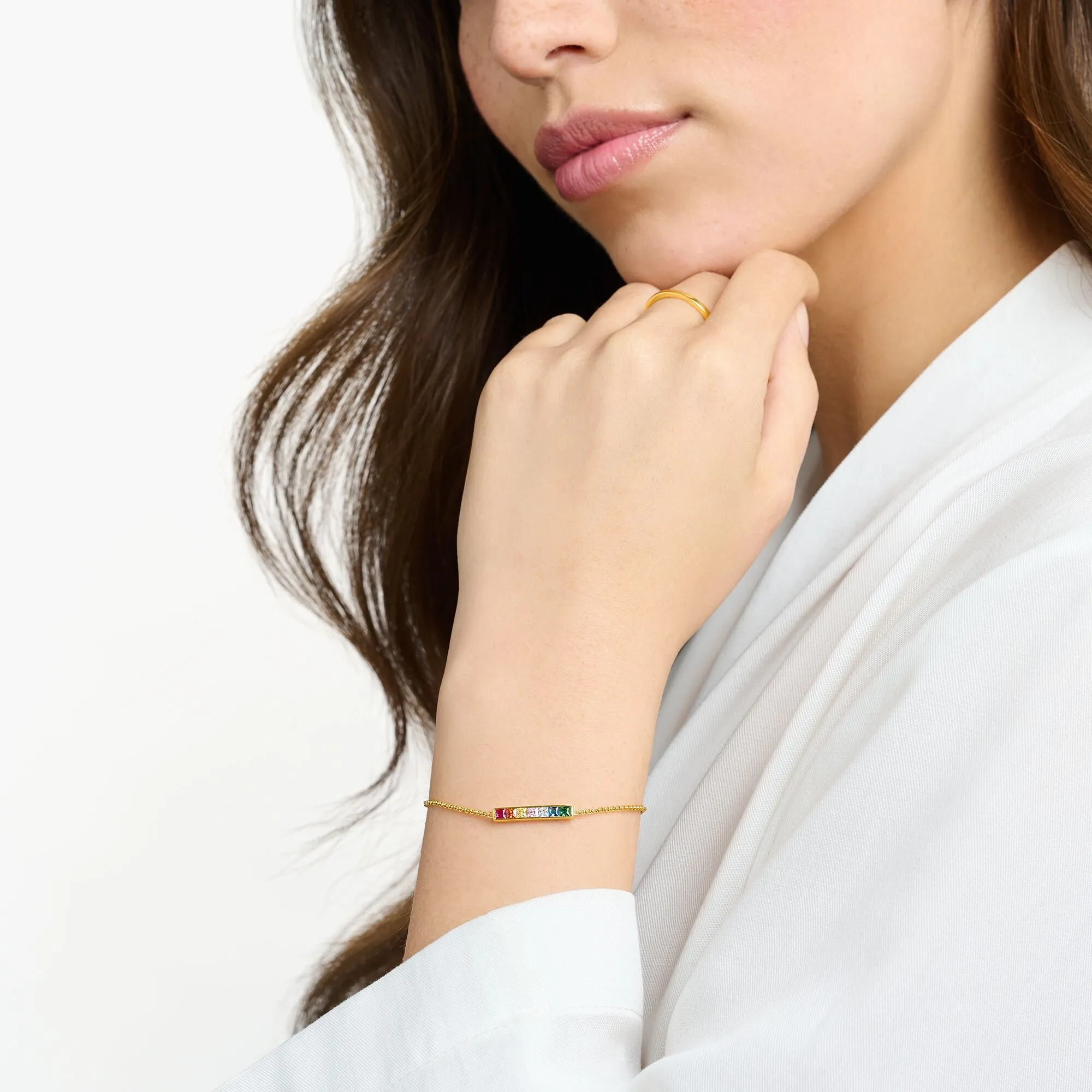 Thomas Sabo Damenarmbänder Armband mit bunten Steinen in Gold