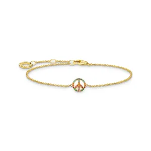 Thomas Sabo Damenarmbänder Armband Frieden mit bunten Steinen Gold