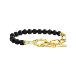 Thomas Sabo Damenarmband Armband mit Onyxperlen und weißen Zirkonia