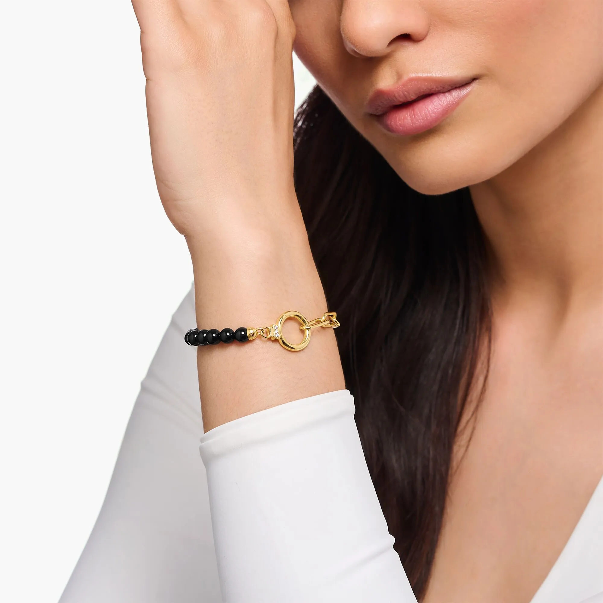 Thomas Sabo Damenarmband Armband mit Onyxperlen und weißen Zirkonia