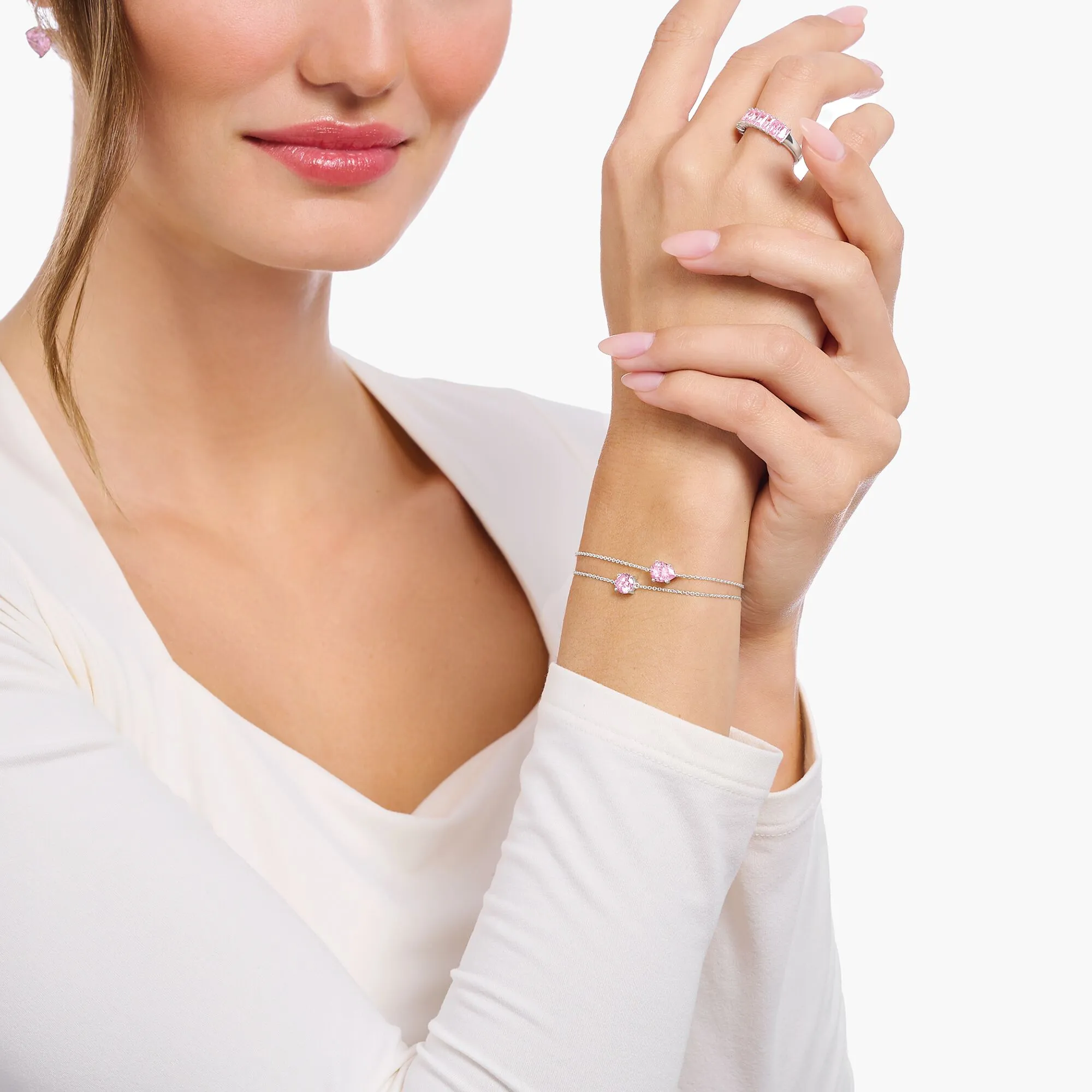 Thomas Sabo Damenarmband Armband mit rosa tropfenförmigem Anhänger