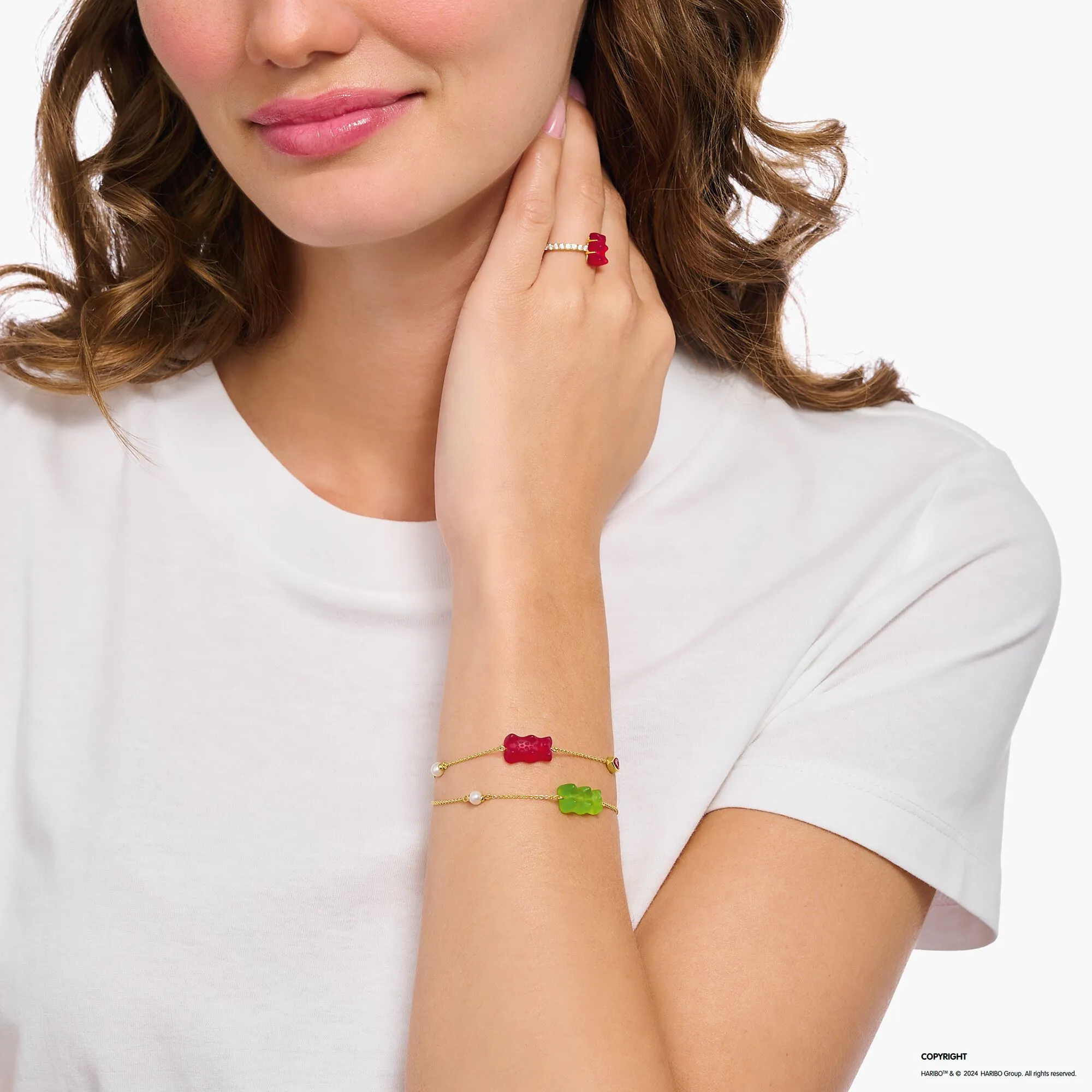Thomas Sabo Damenarmbänder Armband mit Rotgoldbären, Süßwasserperle & Steinen