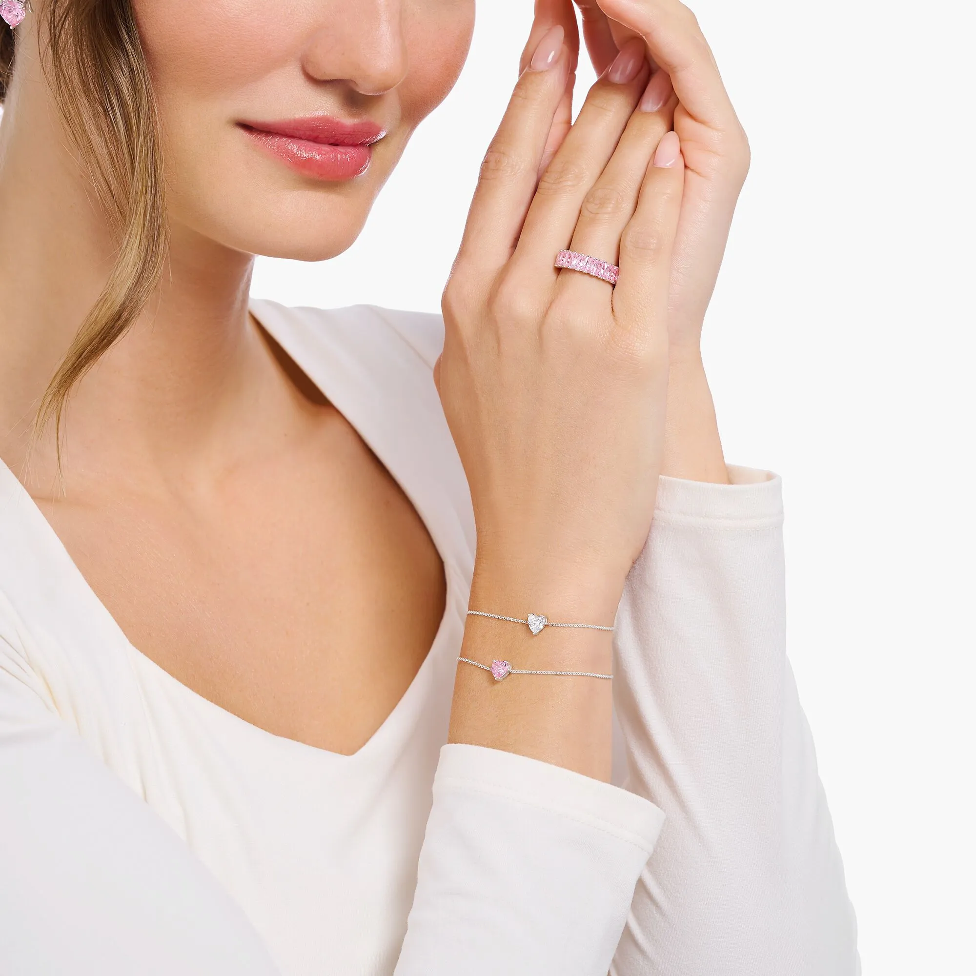 Thomas Sabo Damenarmband Armband mit weißem herzförmigem Anhänger