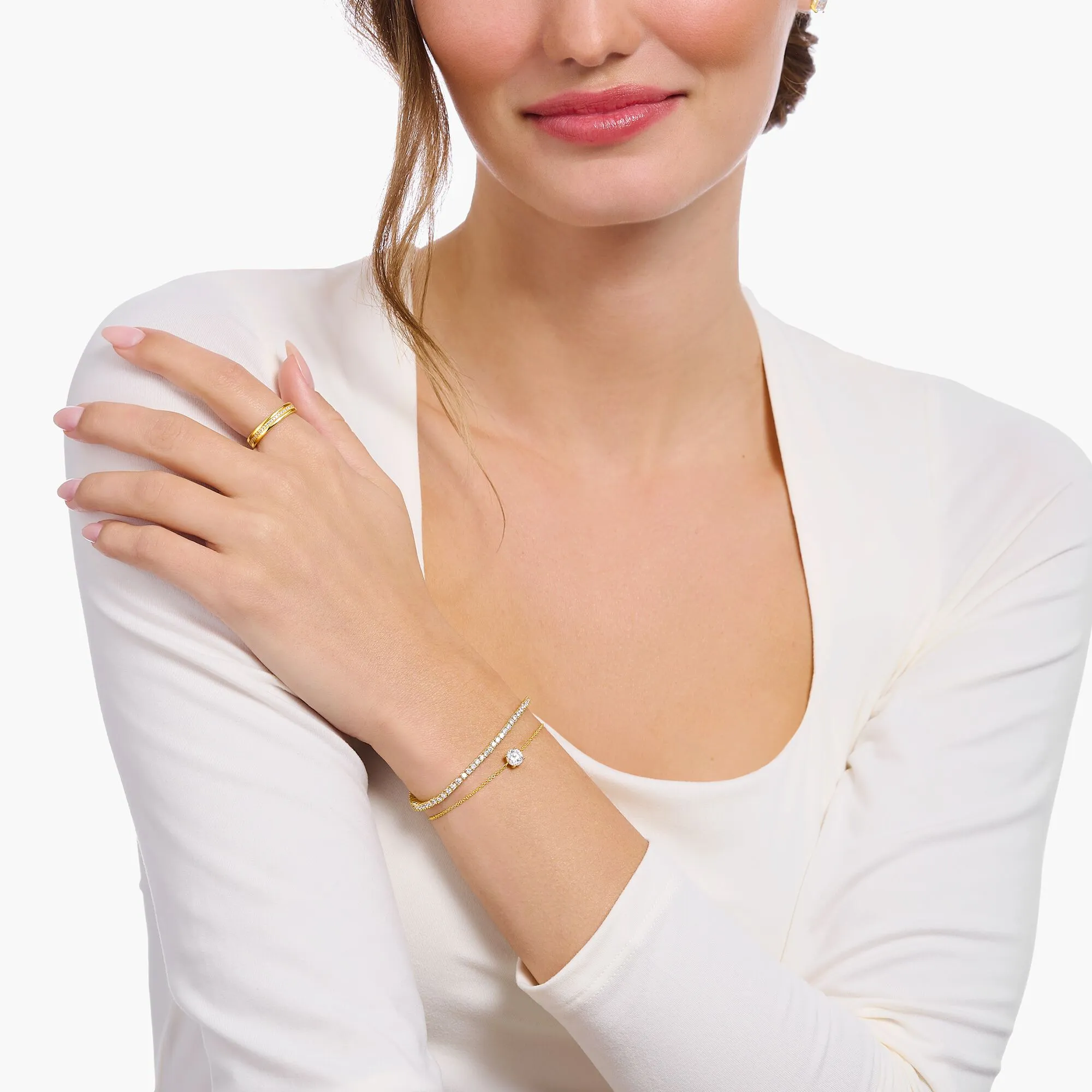Thomas Sabo Damenarmband Armband mit weißem Zirkonia-Anhänger - Gold