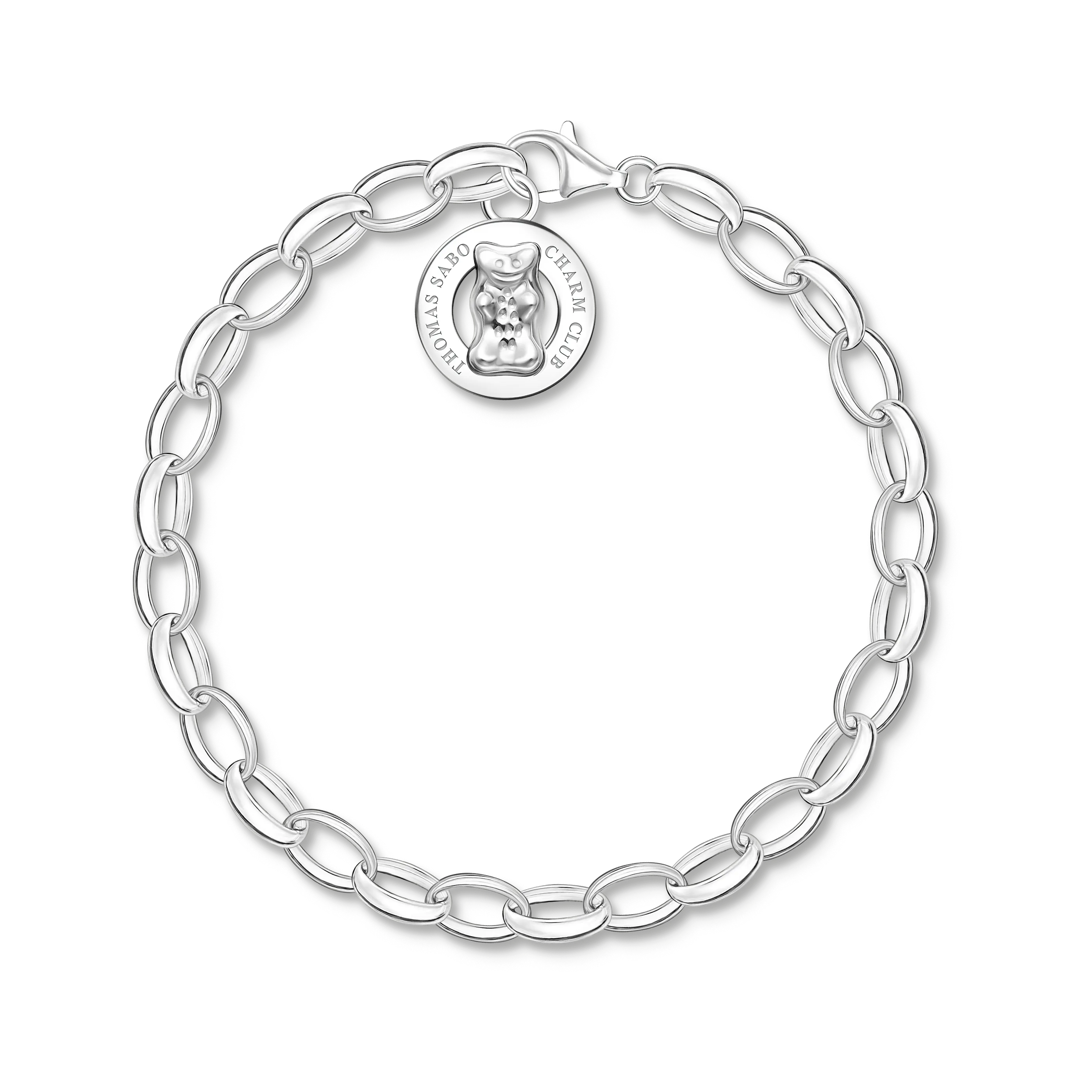Thomas Sabo Damenarmbänder Charm-Armband mit Goldbär-Logo in Silber