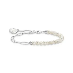 Thomas Sabo Damenarmband Charm-Armband mit Perlen und Kettengliedern in Silber