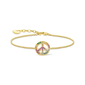 Thomas Sabo Damenarmband Goldplattiertes Armband mit Peace-Zeichen