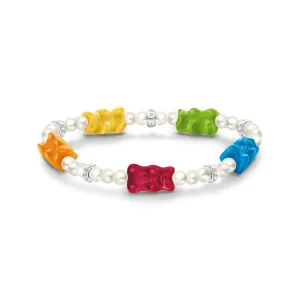 Thomas Sabo Damenarmbänder Perlenarmband mit 5 farbenfrohen Goldbären