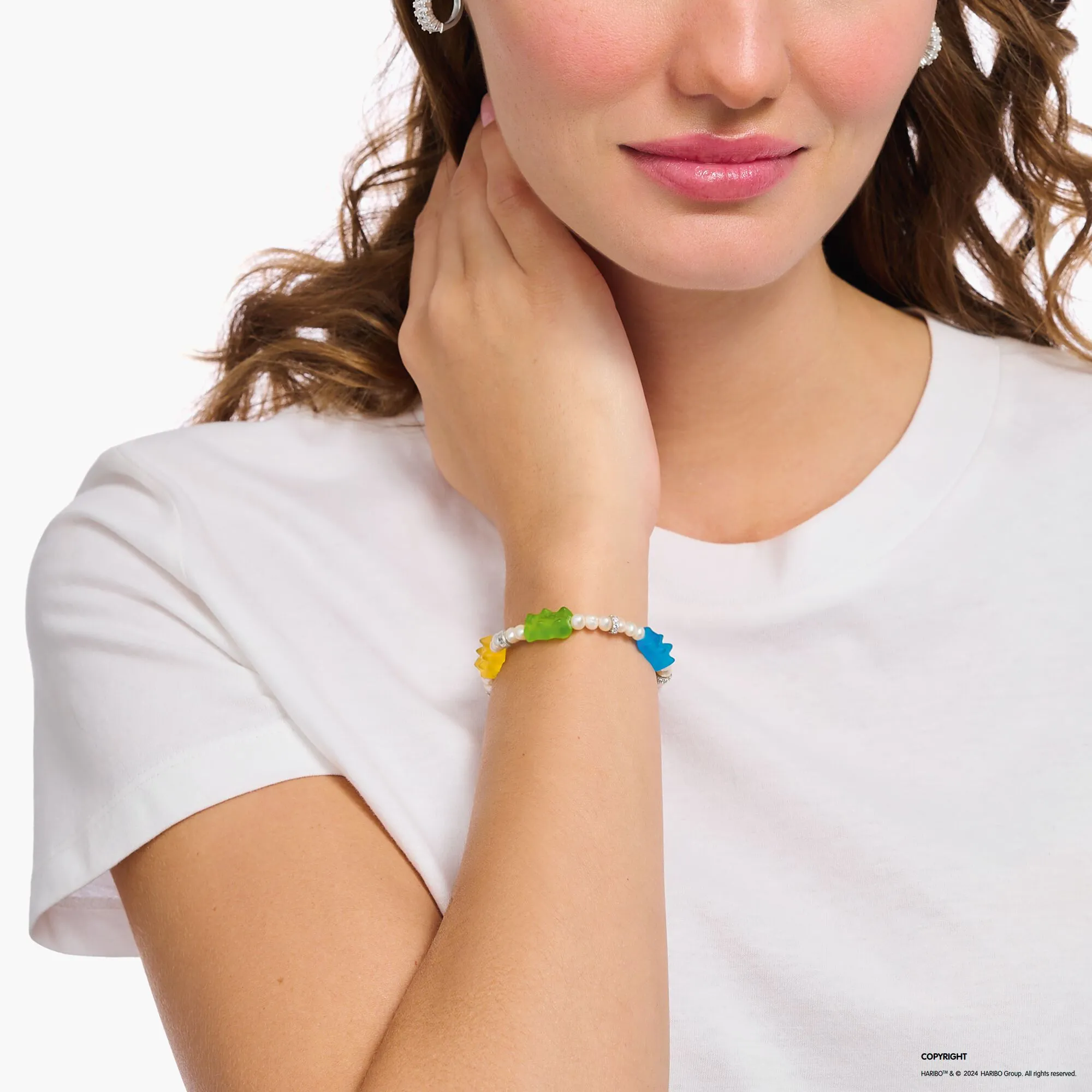 Thomas Sabo Damenarmbänder Perlenarmband mit 5 farbenfrohen Goldbären