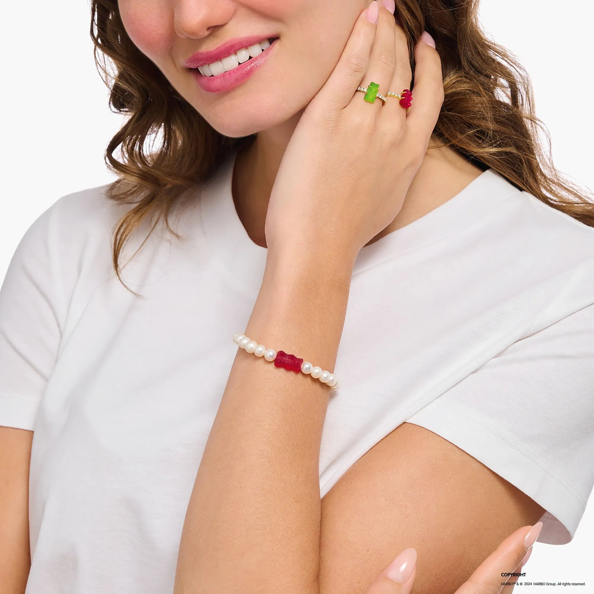 Thomas Sabo Damenarmbänder Perlenarmband mit Rotgoldbären